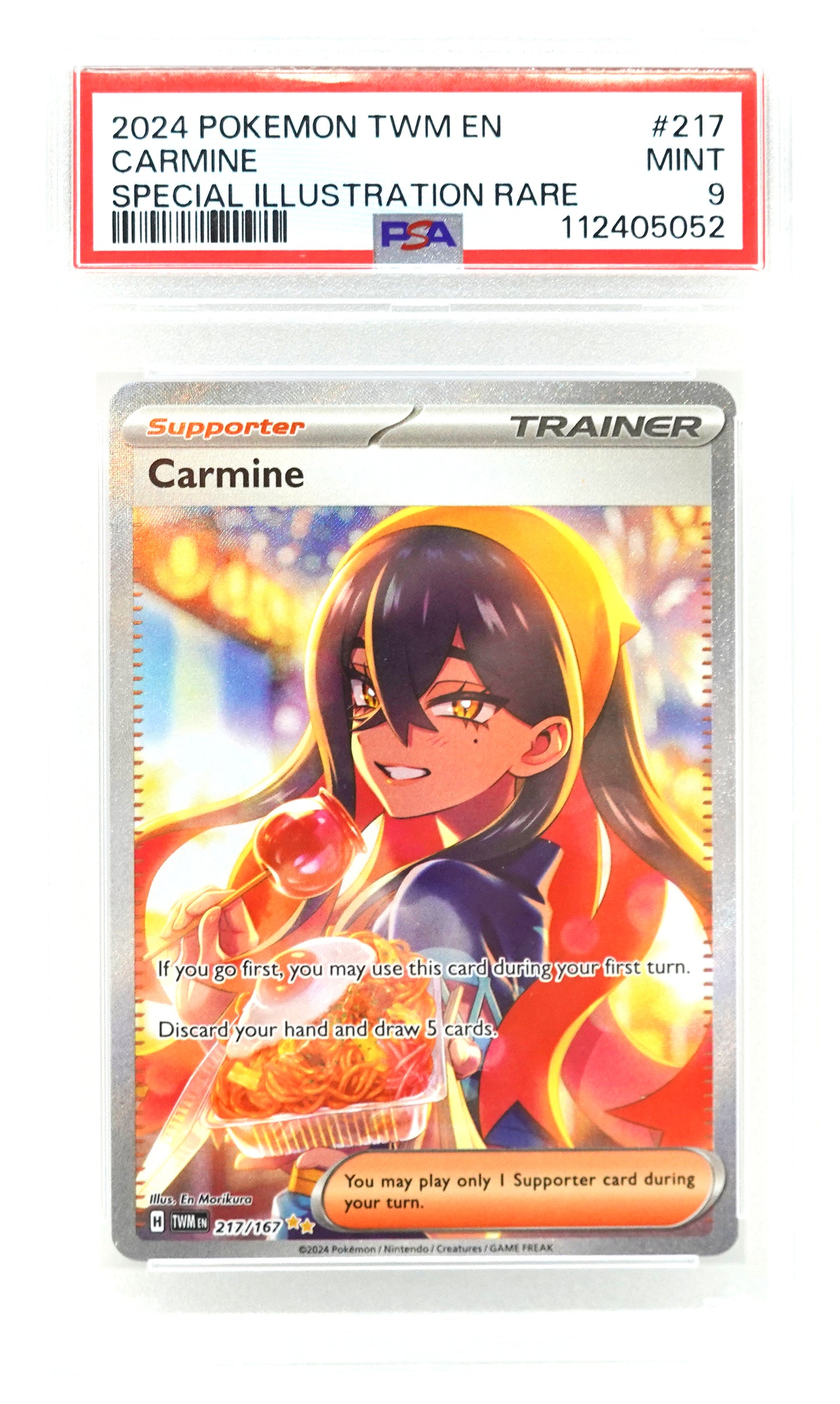 2024 POKEMON TWM EN-TWILIGHT MASQUERADE #217 CARMINE SPECIAL ILLUSTRATION RARE PSA 9