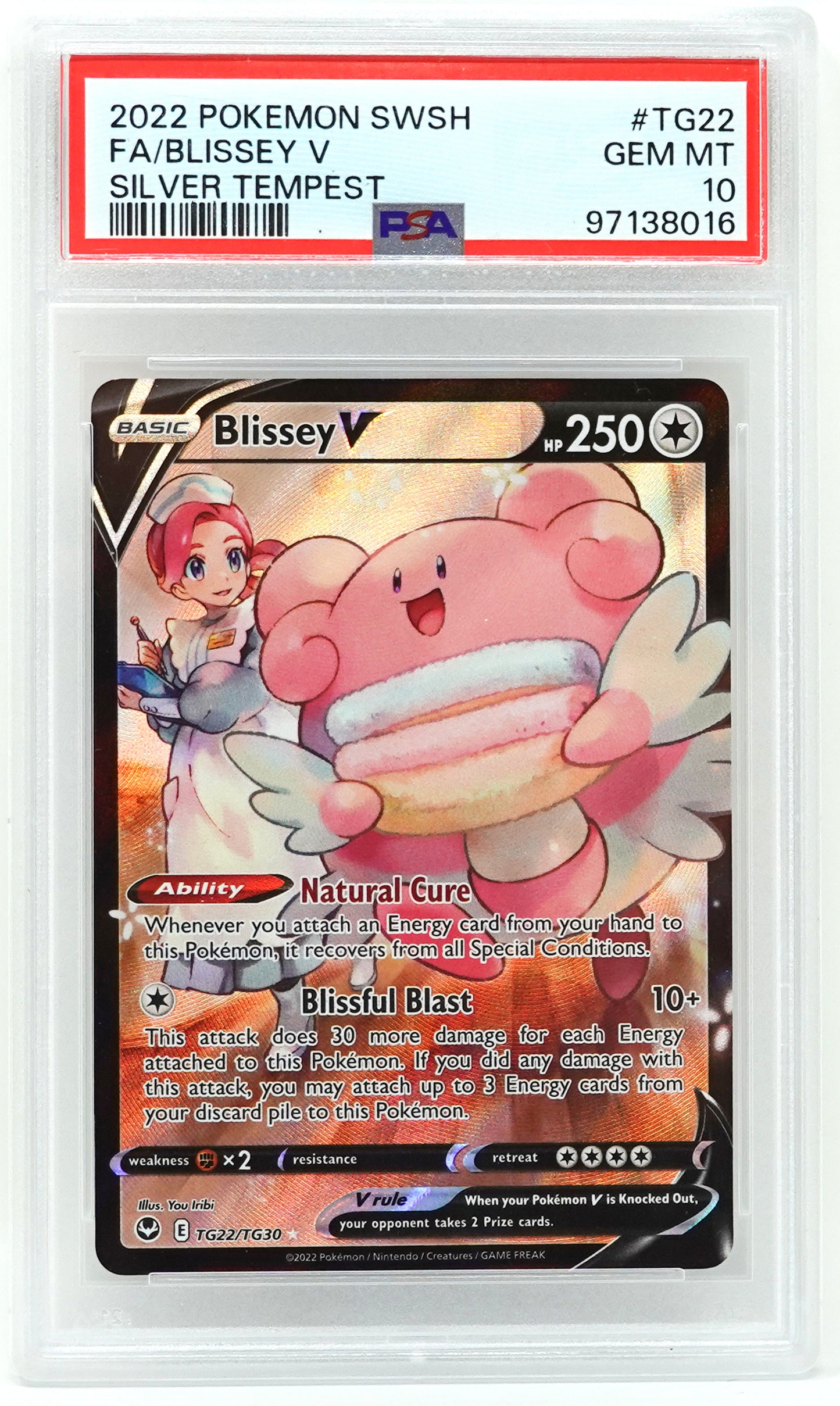 2022 POKEMON SWORD & SHIELD SILVER TEMPEST #TG22 FA/BLISSEY V SILVER TEMPEST PSA 10